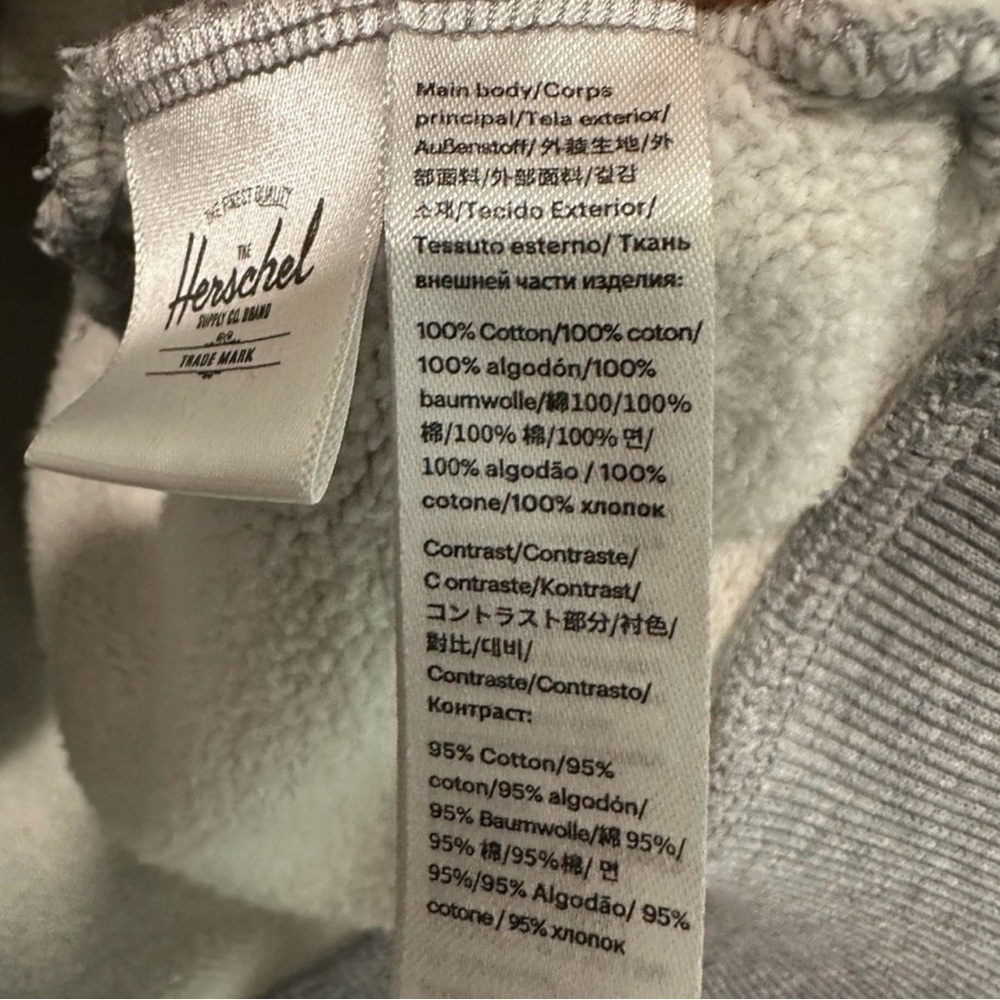 Herschel Supply Co Grey Hoodie Large Classic Pullover Unisex - Picture 10 of 12